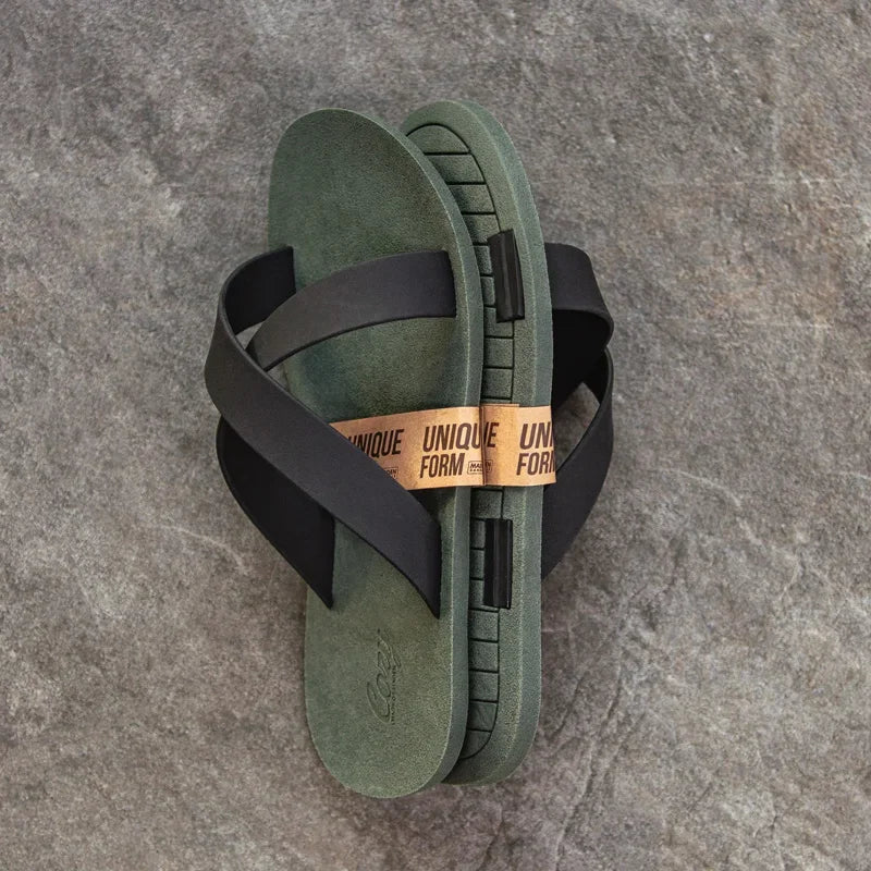 Maden Men Summer Beach Sandals Casual Outdoor Rubber Sandals Slippers Male Crossover Slippers