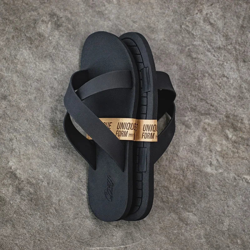 Maden Men Summer Beach Sandals Casual Outdoor Rubber Sandals Slippers Male Crossover Slippers